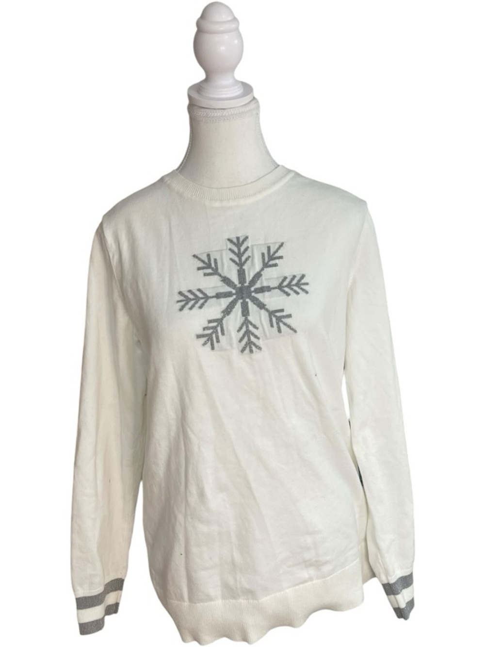 Tommy Hilfiger Snowflake Sweater White Silver
